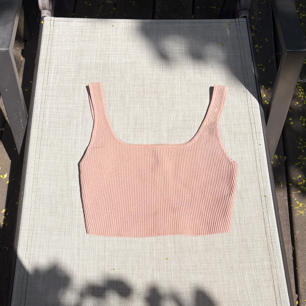 Babaton Ribbed Square-Neck Crop Tank
